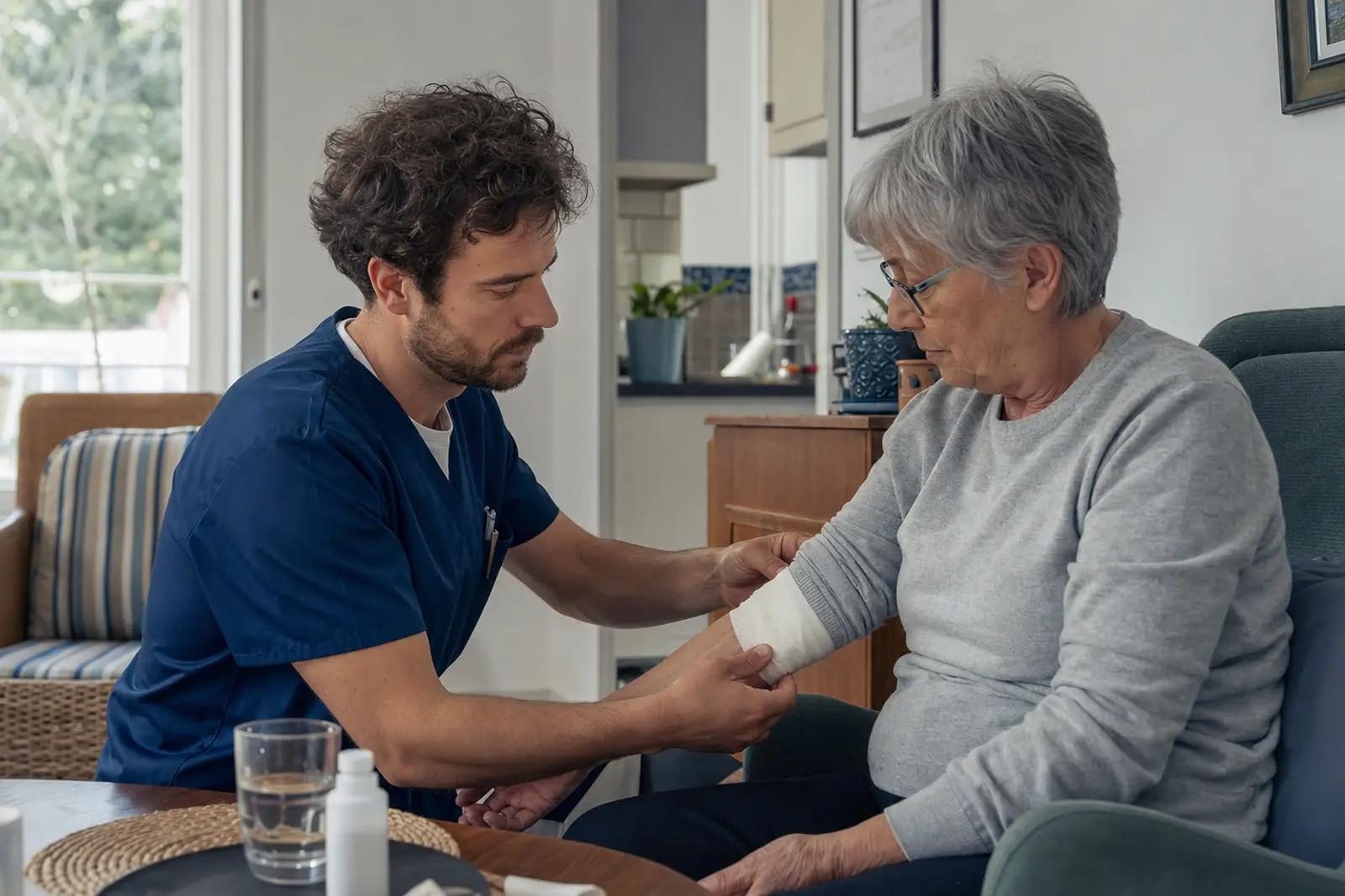 Infirmier(e) serein(e) en visite à domicile auprès d’un patient