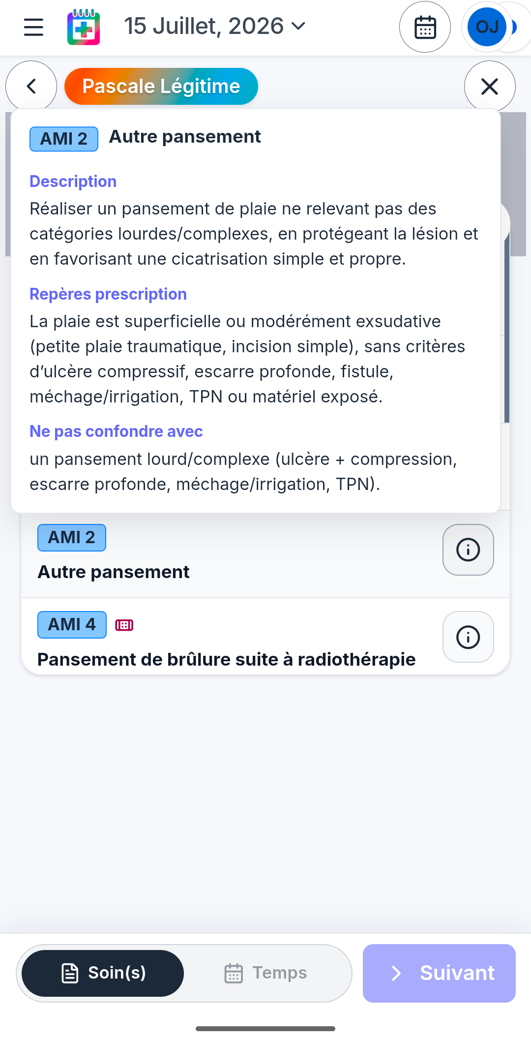 Fiche acte Fidèle : description et ne pas confondre avec un pansement complexe.